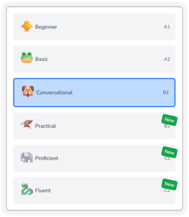 1. Select Your Level
